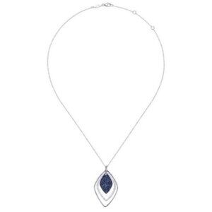 Sleek Silver Necklace with Blue Pendant